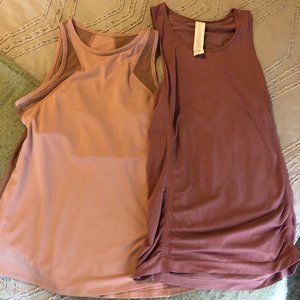 Two Fabletics Dusty Pink Workout Tanks - S/M